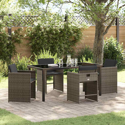 Set da Pranzo per Giardino con cuscino 5 pcs Grigio Poly Rattan - homemem39