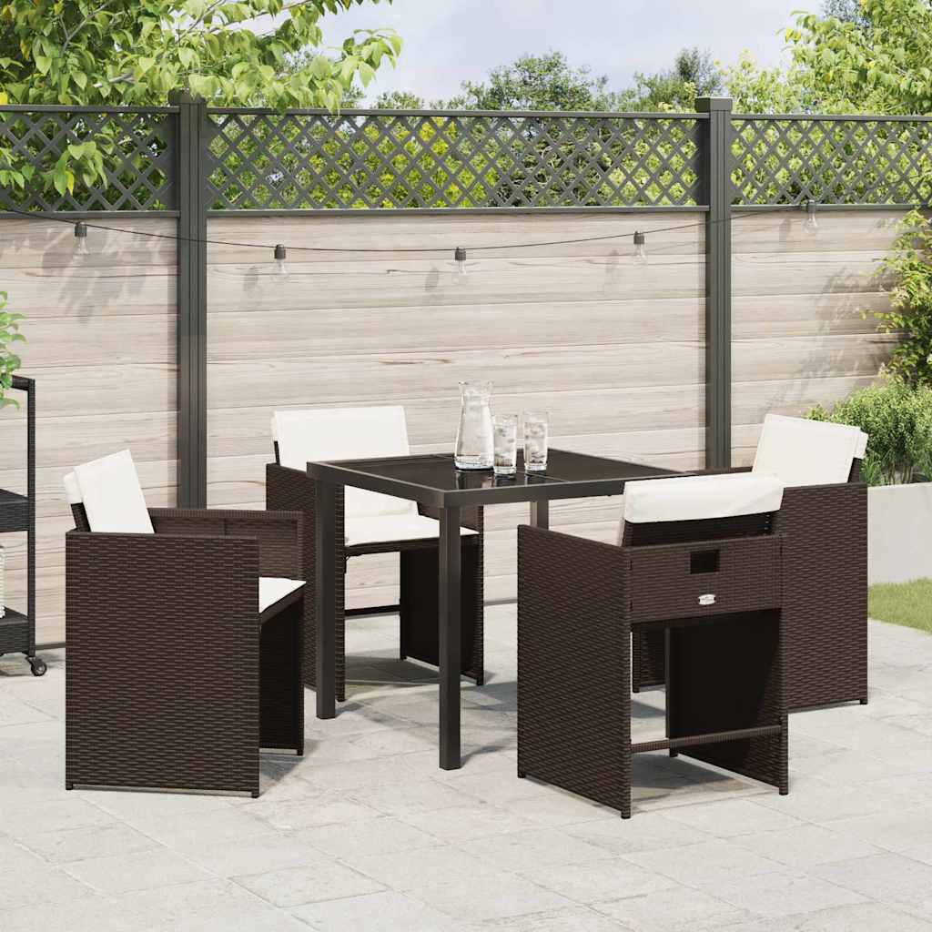 Set da Pranzo per Giardino 5 pcs Marrone Poly Rattan - homemem39