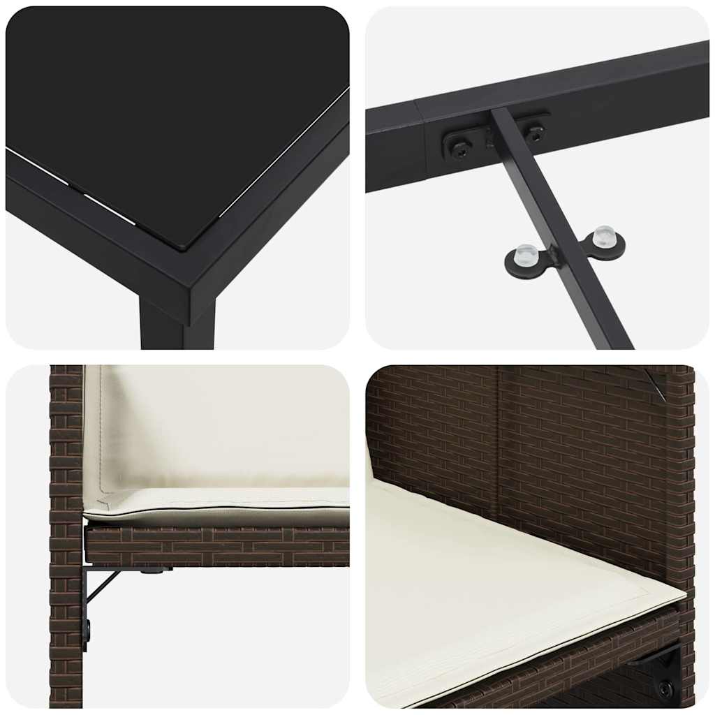 Set da Pranzo per Giardino 5 pcs Marrone Poly Rattan - homemem39