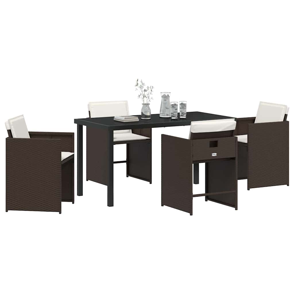 Set da Pranzo per Giardino 5 pcs Marrone Poly Rattan - homemem39