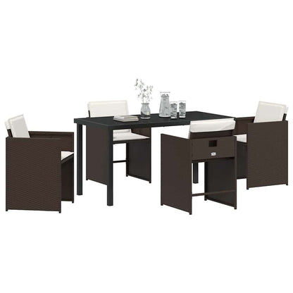 Set da Pranzo per Giardino 5 pcs Marrone Poly Rattan - homemem39