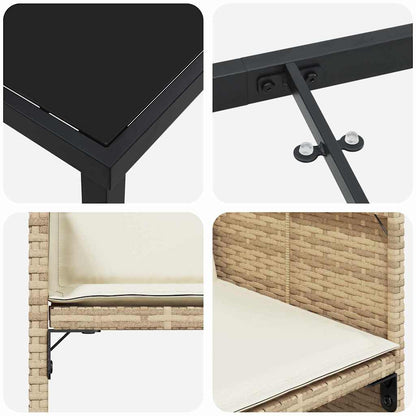 Set da Pranzo per Giardino con cuscino 5 pcs Beige Poly Rattan - homemem39