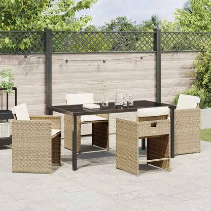 Set da Pranzo per Giardino con cuscino 5 pcs Beige Poly Rattan - homemem39