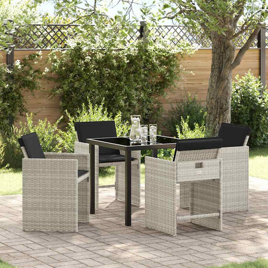 Set da Pranzo per Giardino 5 pcs Grigio chiaro Poly Rattan - homemem39