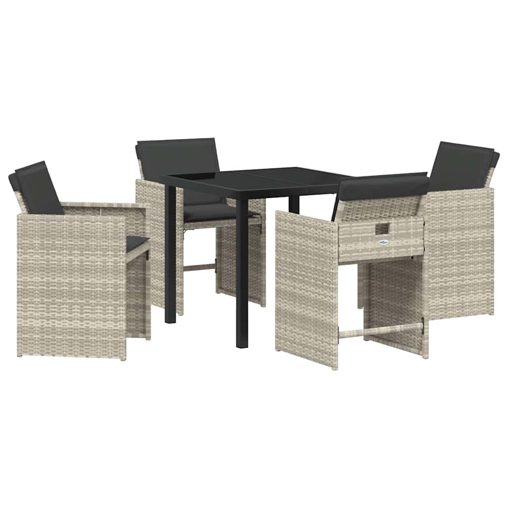 Set da Pranzo per Giardino 5 pcs Grigio chiaro Poly Rattan - homemem39