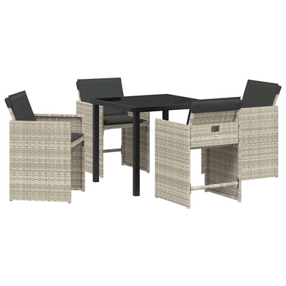 Set da Pranzo per Giardino 5 pcs Grigio chiaro Poly Rattan - homemem39
