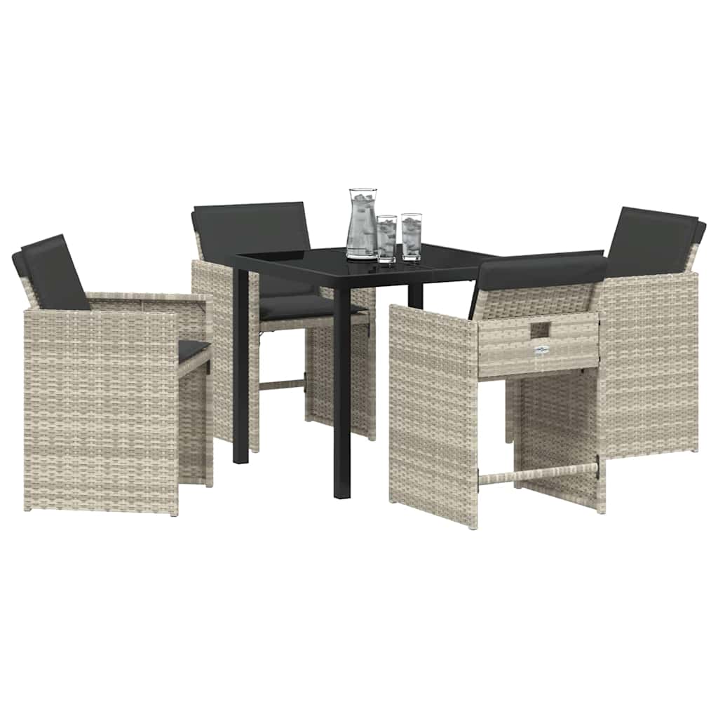 Set da Pranzo per Giardino 5 pcs Grigio chiaro Poly Rattan - homemem39