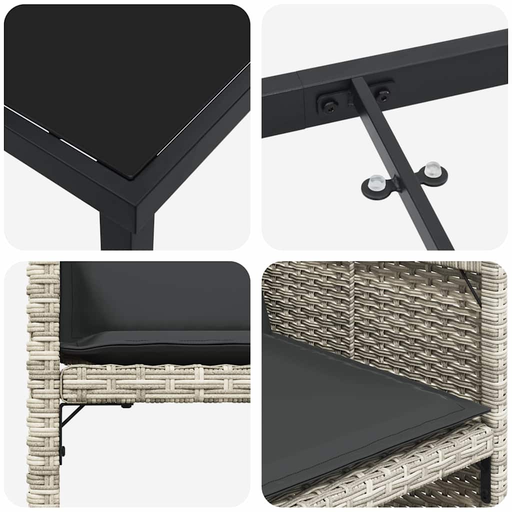 Set da Pranzo per Giardino 5 pcs Grigio chiaro Poly Rattan - homemem39