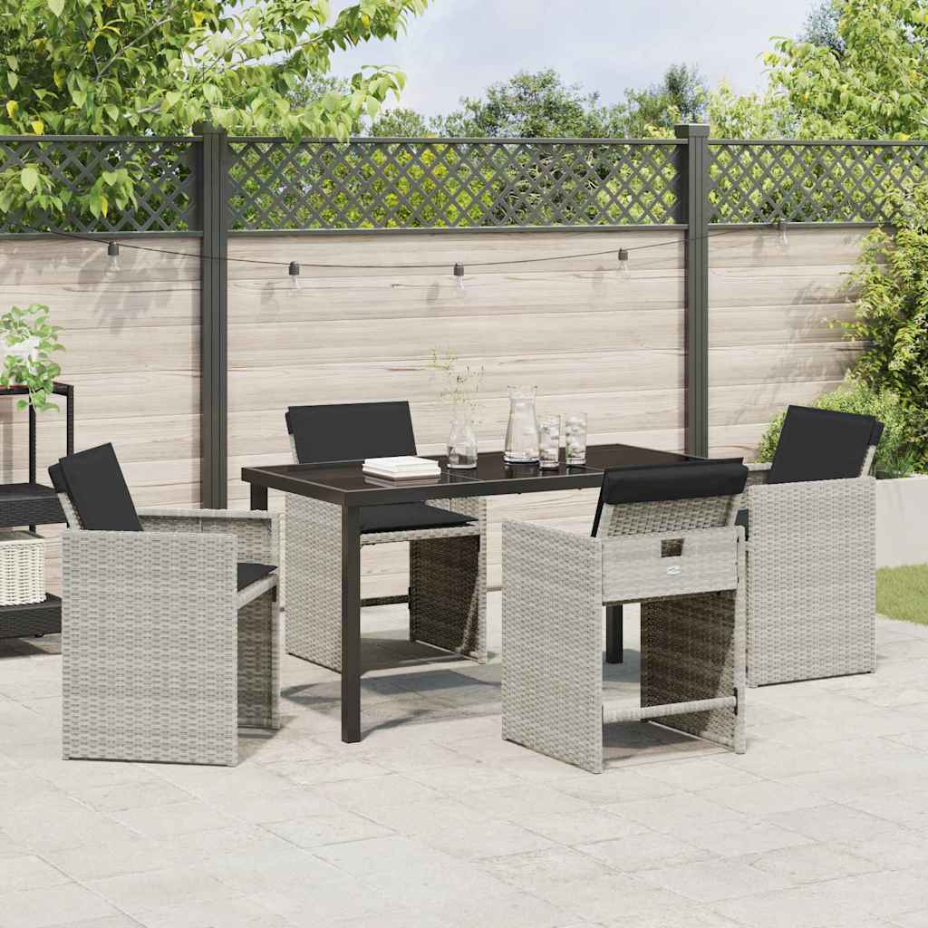 Set da Pranzo per Giardino 5 pcs Grigio chiaro Poly Rattan - homemem39
