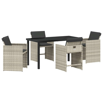 Set da Pranzo per Giardino 5 pcs Grigio chiaro Poly Rattan - homemem39