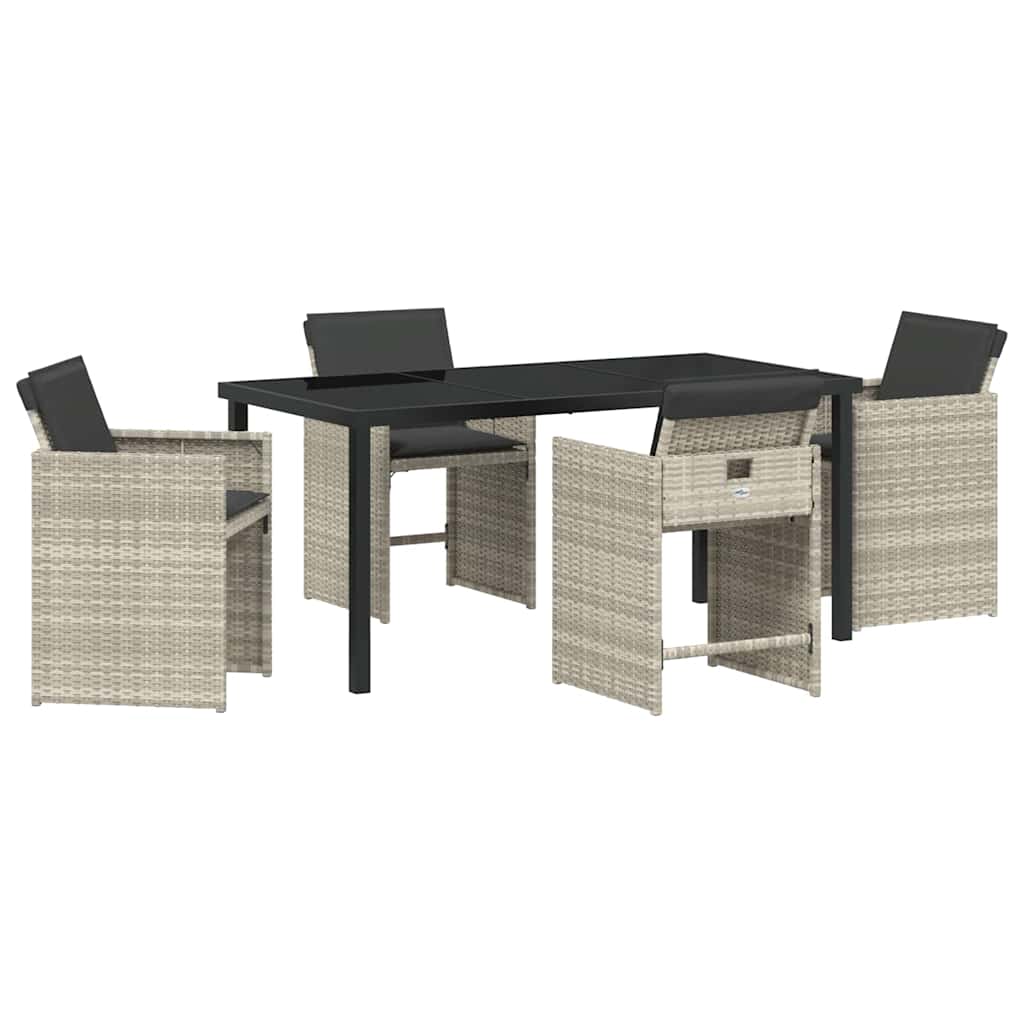 Set da Pranzo per Giardino 5 pcs Grigio chiaro Poly Rattan - homemem39