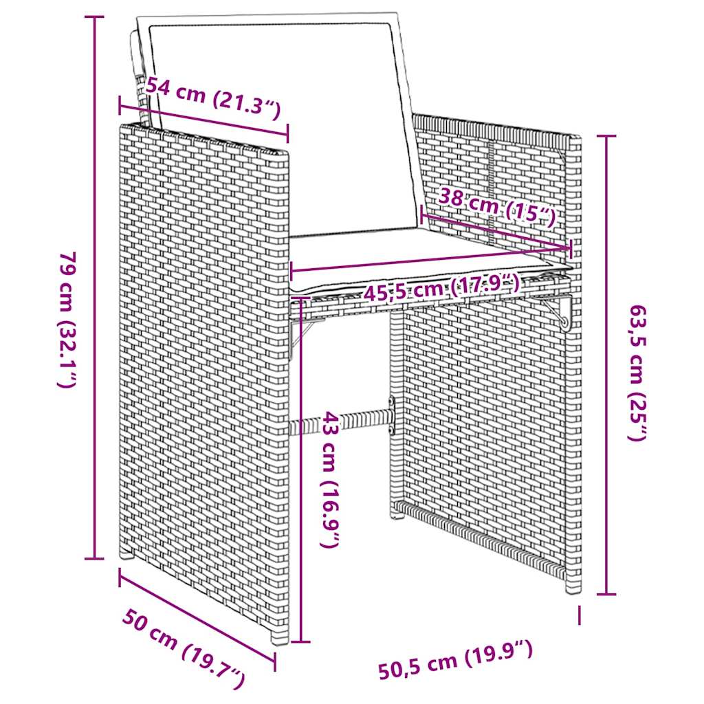 Set da Pranzo per Giardino 5 pcs Grigio chiaro Poly Rattan - homemem39