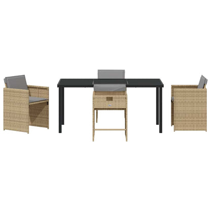 Set da Pranzo per Giardino con cuscino 5 pcs Beige Poly Rattan - homemem39