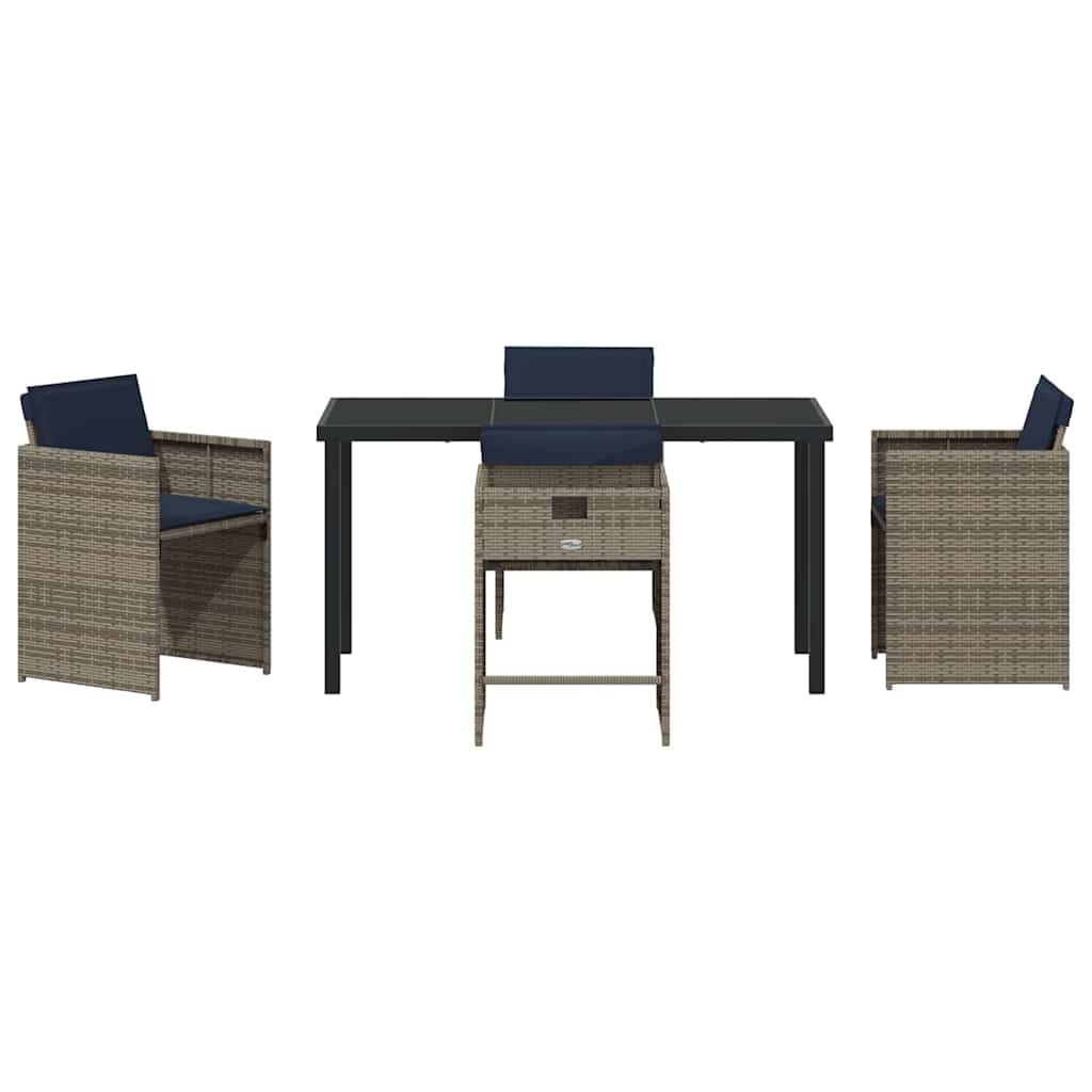 Set da Pranzo per Giardino 5 pz Grigio polyrattan | homemem39