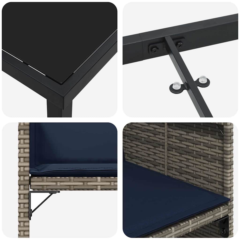 Set da Pranzo per Giardino 9 pz Grigio polyrattan | homemem39
