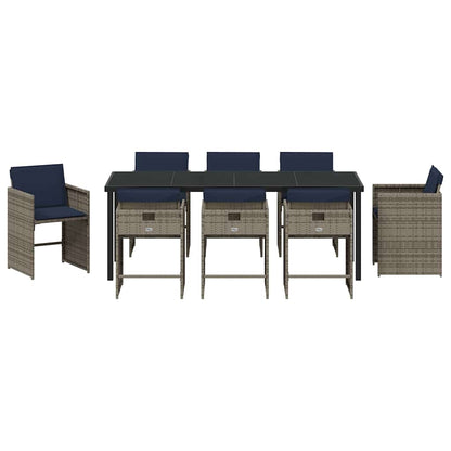 Set da Pranzo per Giardino 9 pz Grigio polyrattan | homemem39