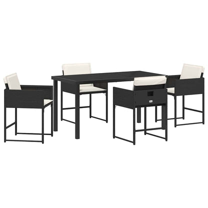 Set da Pranzo per Giardino con cuscino 5 pcs Nero Poly Rattan - homemem39