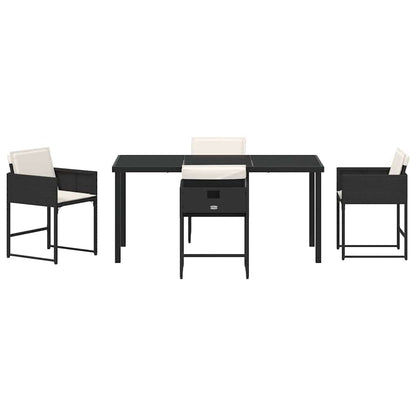 Set da Pranzo per Giardino con cuscino 5 pcs Nero Poly Rattan - homemem39