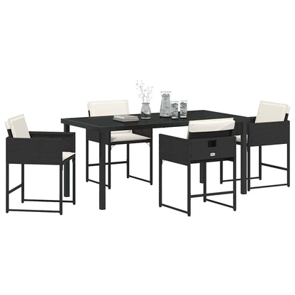 Set da Pranzo per Giardino con cuscino 5 pcs Nero Poly Rattan - homemem39