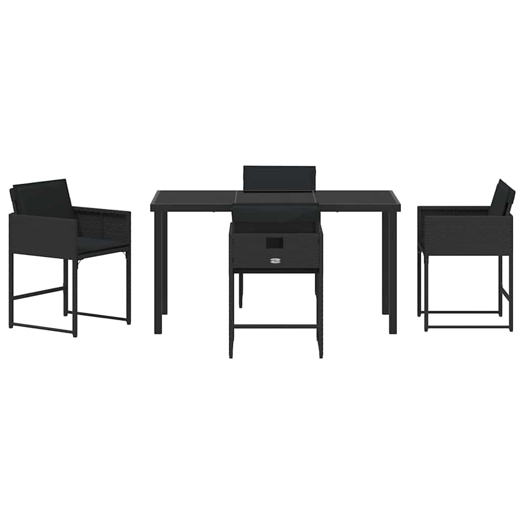 Set da Pranzo per Giardino con cuscino 5 pcs Nero Poly Rattan - homemem39