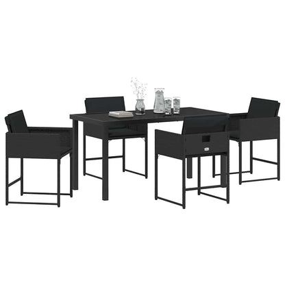 Set da Pranzo per Giardino con cuscino 5 pcs Nero Poly Rattan - homemem39