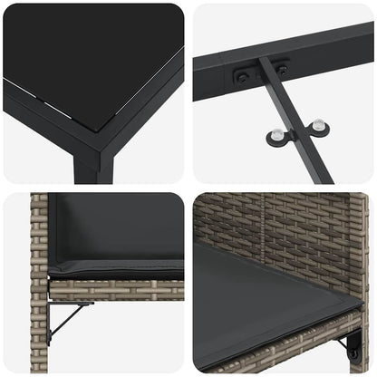 Set da Pranzo per Giardino con cuscino 5 pcs Grigio Poly Rattan - homemem39