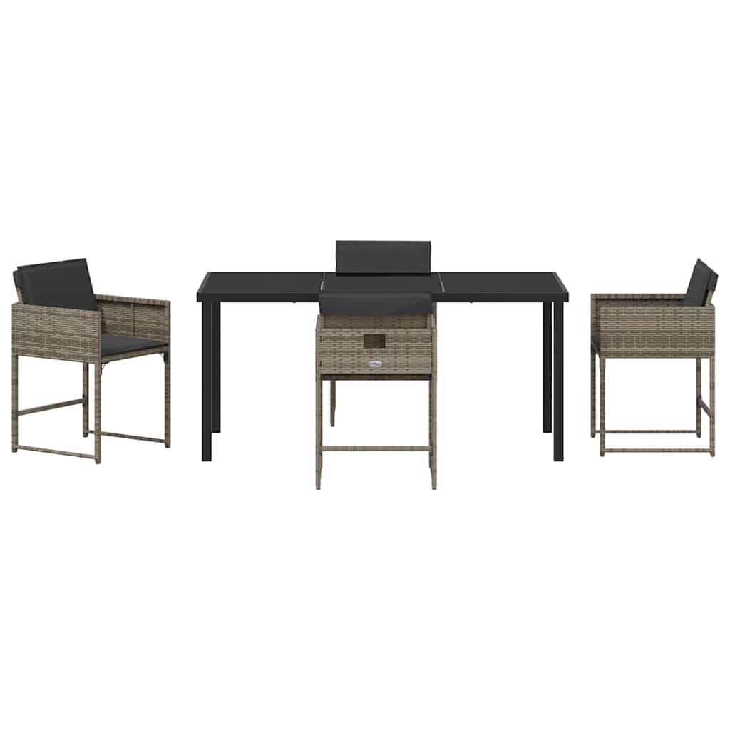 Set da Pranzo per Giardino con cuscino 5 pcs Grigio Poly Rattan - homemem39