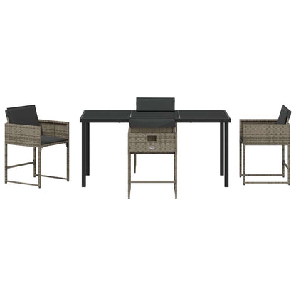 Set da Pranzo per Giardino con cuscino 5 pcs Grigio Poly Rattan - homemem39