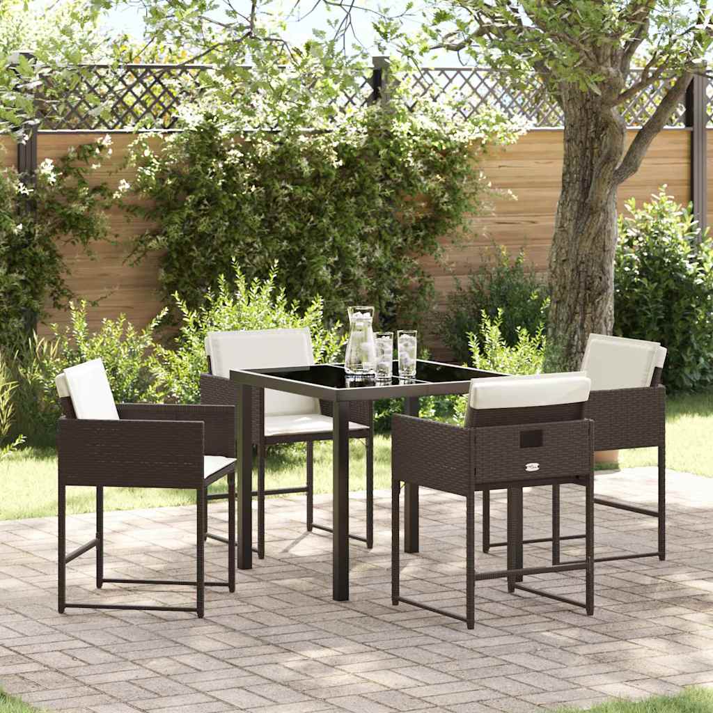 Set da Pranzo per Giardino 5 pcs Marrone Poly Rattan - homemem39