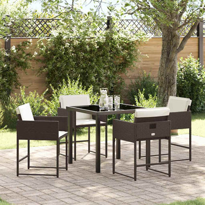 Set da Pranzo per Giardino 5 pcs Marrone Poly Rattan - homemem39