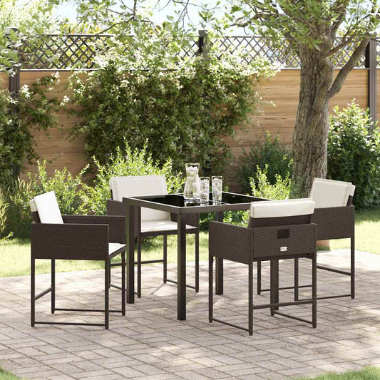 Set da Pranzo per Giardino 5 pcs Marrone Poly Rattan - homemem39