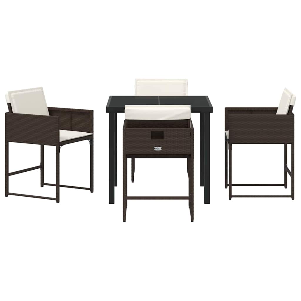 Set da Pranzo per Giardino 5 pcs Marrone Poly Rattan - homemem39