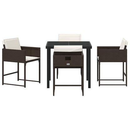 Set da Pranzo per Giardino 5 pcs Marrone Poly Rattan - homemem39