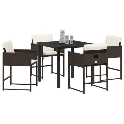 Set da Pranzo per Giardino 5 pcs Marrone Poly Rattan - homemem39