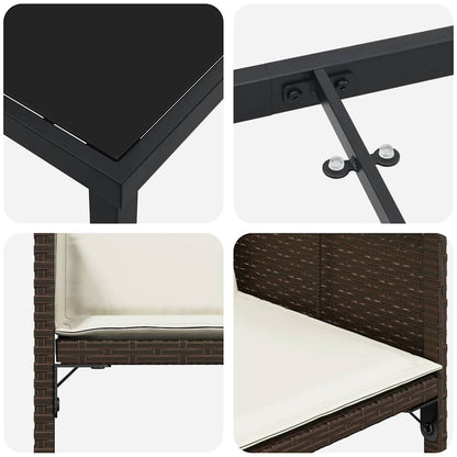 Set da Pranzo per Giardino 5 pcs Marrone Poly Rattan - homemem39