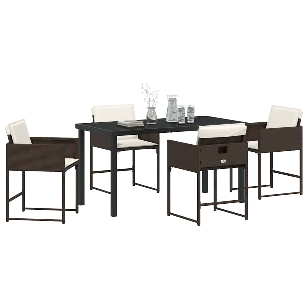 Set da Pranzo per Giardino 5 pcs Marrone Poly Rattan - homemem39