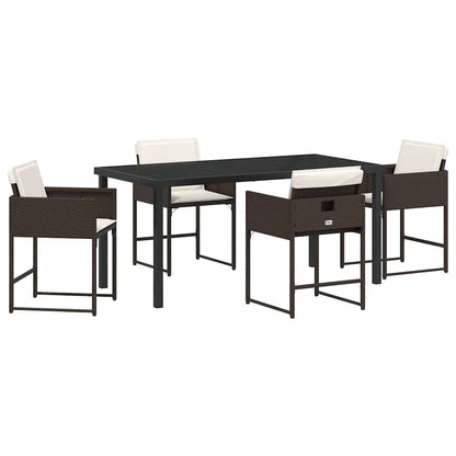 Set da Pranzo per Giardino 5 pcs Marrone Poly Rattan - homemem39