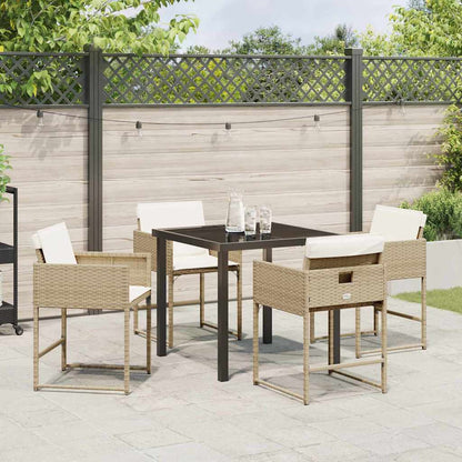 Set da Pranzo per Giardino con cuscino 5 pcs Beige Poly Rattan - homemem39