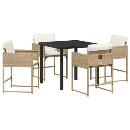 Set da Pranzo per Giardino con cuscino 5 pcs Beige Poly Rattan - homemem39