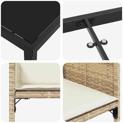 Set da Pranzo per Giardino con cuscino 5 pcs Beige Poly Rattan - homemem39