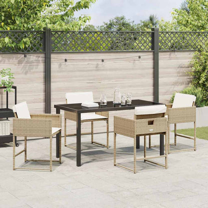 Set da Pranzo per Giardino con cuscino 5 pcs Beige Poly Rattan - homemem39