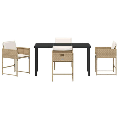 Set da Pranzo per Giardino con cuscino 5 pcs Beige Poly Rattan - homemem39