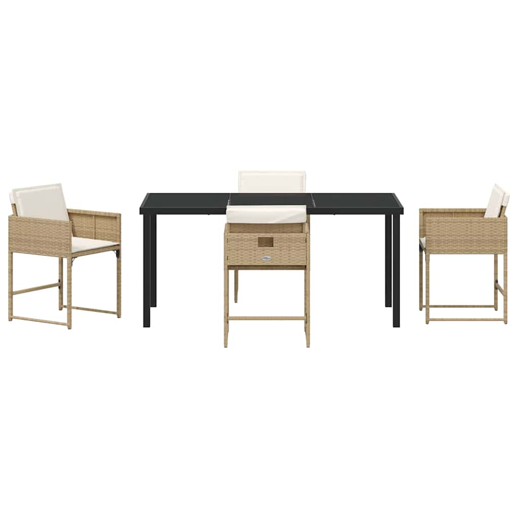 Set da Pranzo per Giardino con cuscino 5 pcs Beige Poly Rattan - homemem39