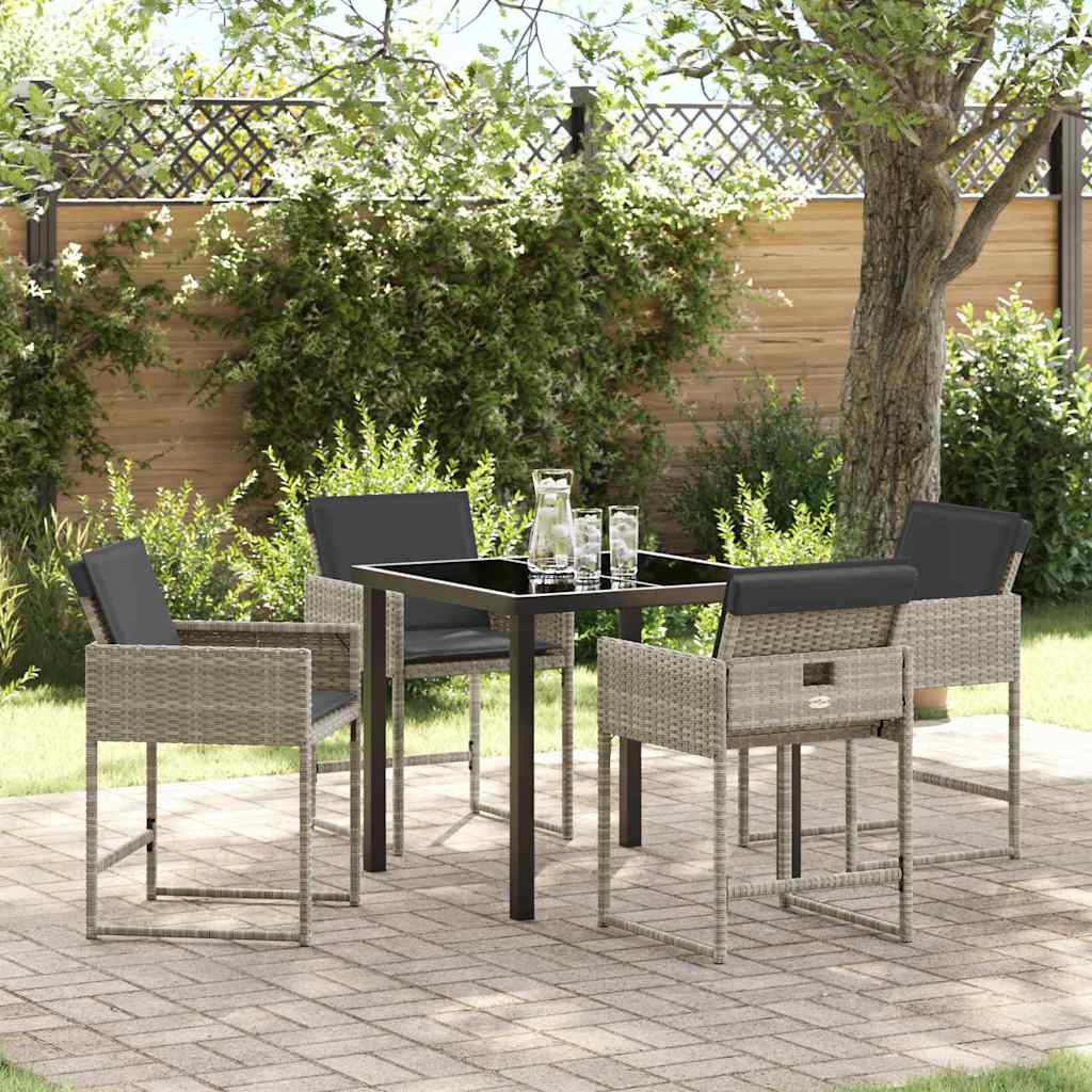 Set da Pranzo per Giardino 5 pcs Grigio chiaro Poly Rattan - homemem39