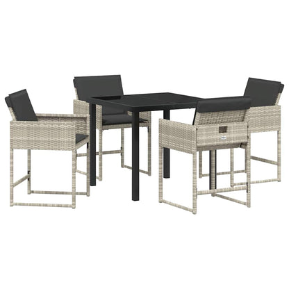 Set da Pranzo per Giardino 5 pcs Grigio chiaro Poly Rattan - homemem39
