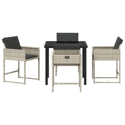 Set da Pranzo per Giardino 5 pcs Grigio chiaro Poly Rattan - homemem39