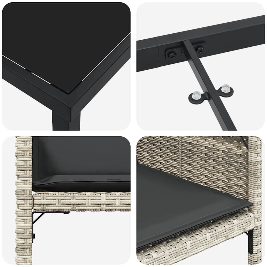 Set da Pranzo per Giardino 5 pcs Grigio chiaro Poly Rattan - homemem39