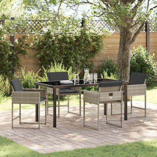 Set da Pranzo per Giardino 5 pcs Grigio chiaro Poly Rattan - homemem39
