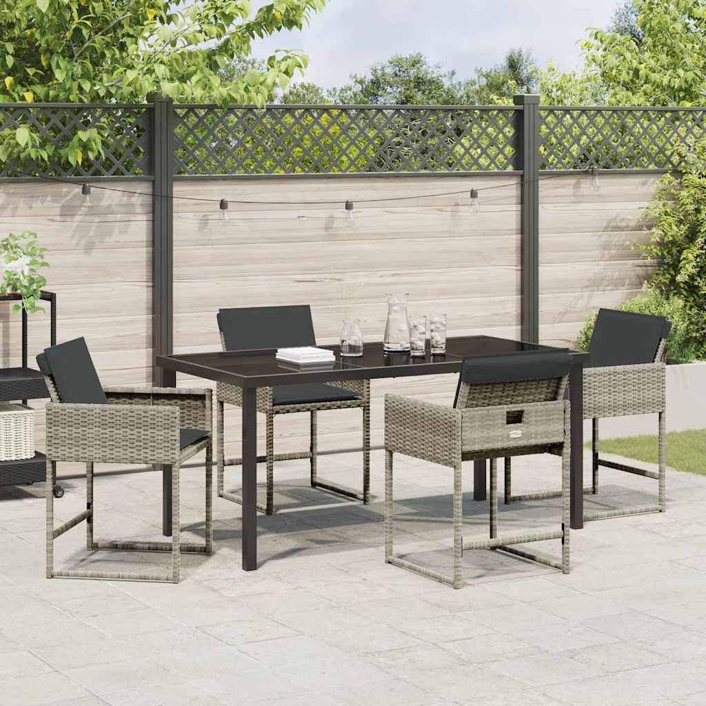 Set da Pranzo per Giardino 5 pcs Grigio chiaro Poly Rattan - homemem39