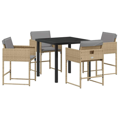 Set da Pranzo per Giardino con cuscino 5 pcs Beige Poly Rattan - homemem39